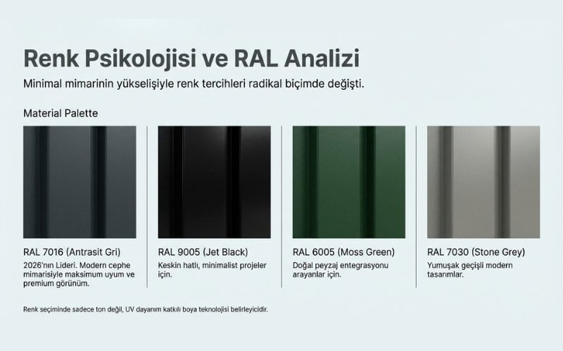 2026 Panel Çit Renk Trendleri (RAL Analizi)
